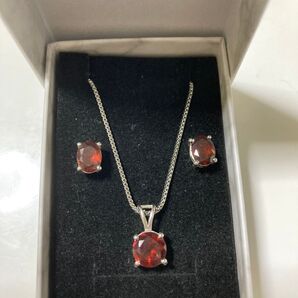 ガーネット スタッドピアス ネックレス セット
