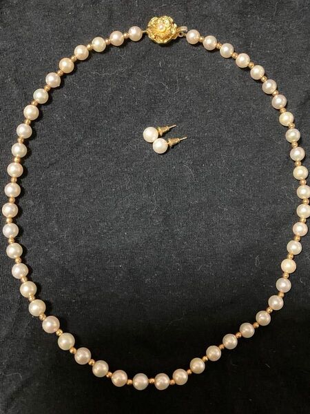 廃盤激レア ジュエリーツツミ 18K カットボール 真珠 本真珠 コンビ ネックレス ピアス セット