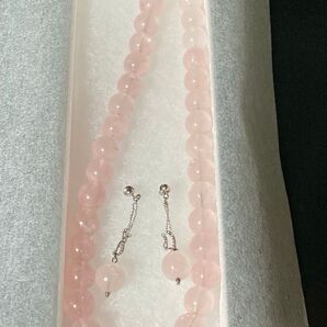 世界で一つ オーダーメイド 天然 大粒 ローズクォーツ ネックレス ゆらゆら ピアス 天然石 恋愛 美 若さ ネックレス
