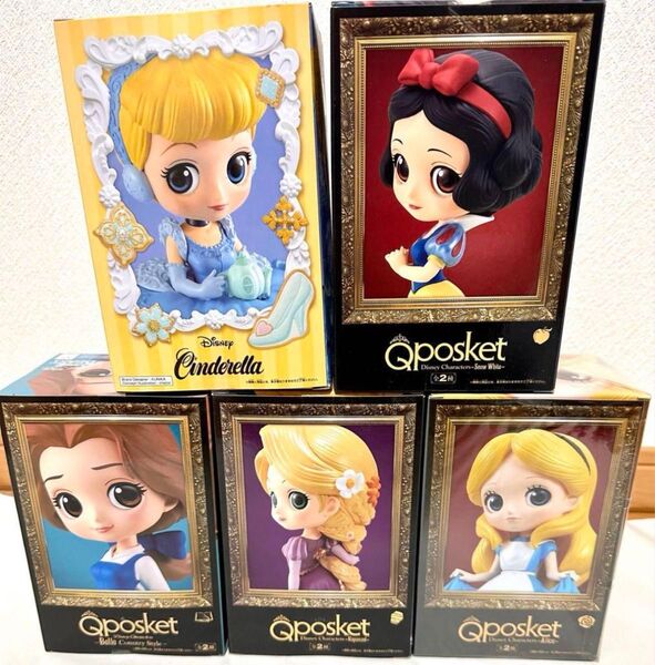 【ディズニー】Q posket シリーズ!アリス、ラプンツェル、ベル、白雪姫、シンデレラ