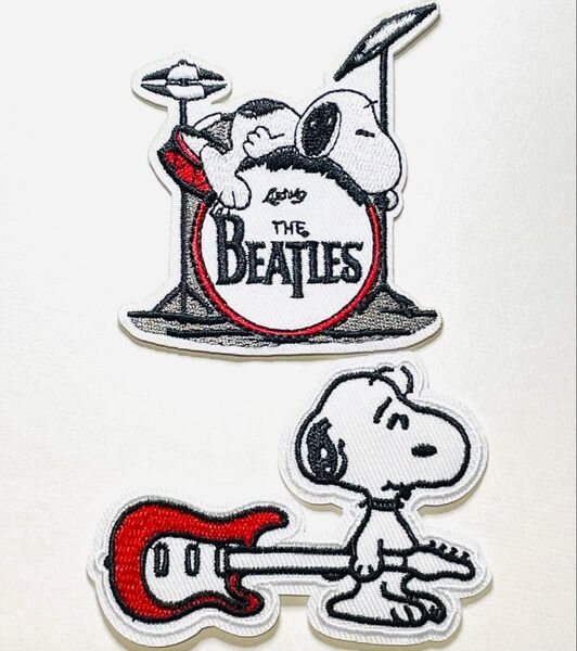 アイロンワッペン スヌーピー 2枚セット ビートルズ ギター SNOOPY アメリカン雑貨 ワッペン