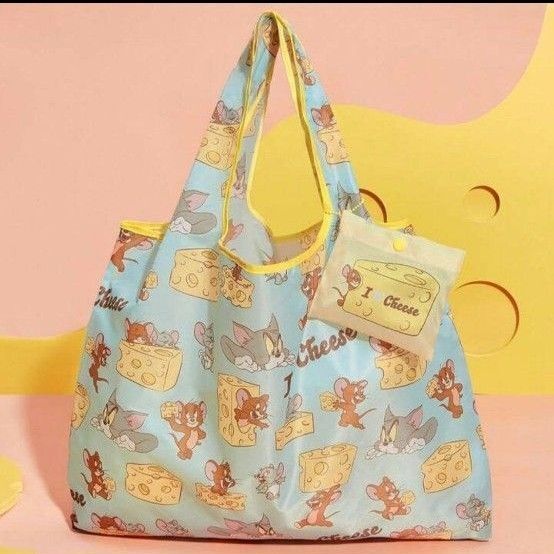 TOM & JERRY エコバッグ 折りたたみ買い物袋 トムとジェリー 手提げ袋 コンパクト レジ袋 軽量