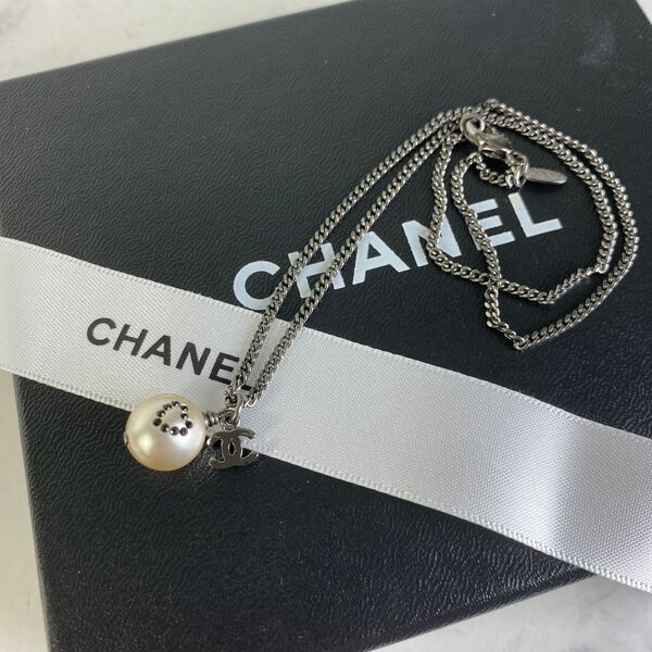 【最終処分SALE】CHANEL シャネル フェイクパール ネックレス シルバー A-6662