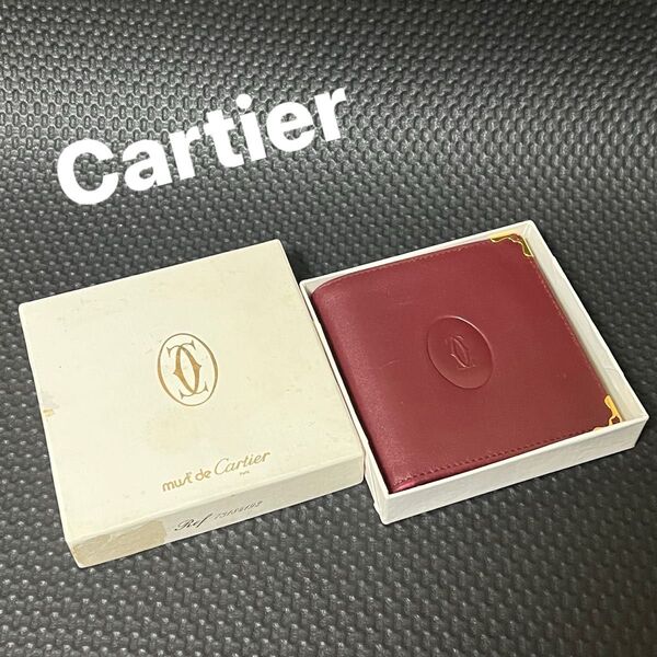 Cartier カルティエ マストライン 二つ折り財布 ボルドー 箱付き CARTIER