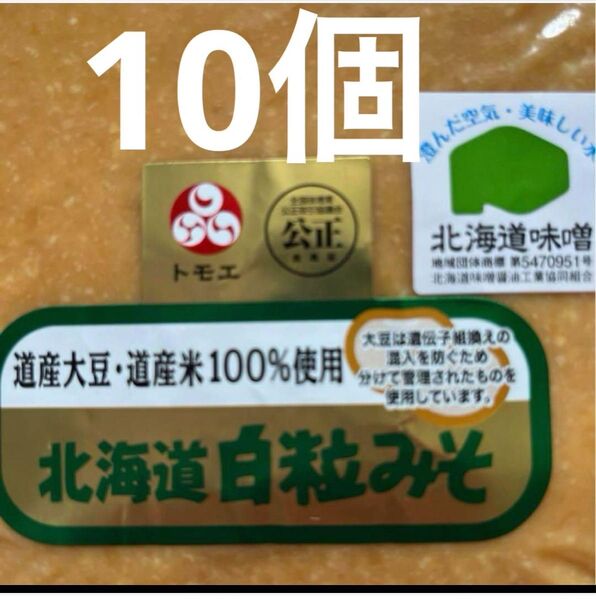 白粒味噌10個セット 1kg 米、大豆北海道産美味しい天然水仕込み粒味噌 発酵健康食品 ソイプロテイン 整腸 ミソみそ 調味料