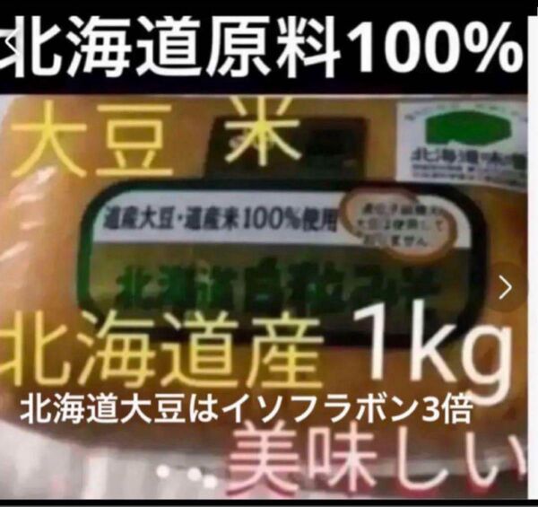 白粒味噌1kg 米、大豆北海道産美味しい天然水仕込み粒味噌 発酵健康食品 ソイプロテイン 整腸 ミソみそ 調味料
