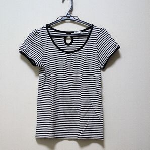 ハニーズ☆CINEMA CLUB 半袖 カットソー 白×黒 ボーダー Lサイズ Tシャツ