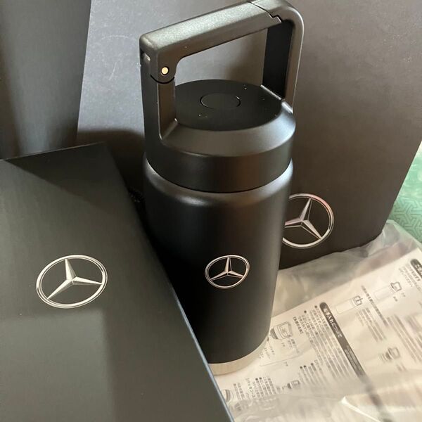 【新品】メルセデス・ベンツ オリジナル炭酸ボトル 350ml ステンレス製 取っ手部分フック仕様
