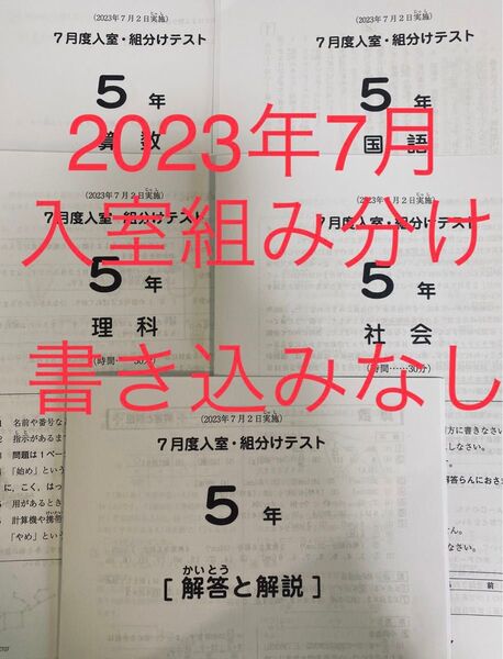 SAPIX サピックス 5年 7月度入室 組分けテスト