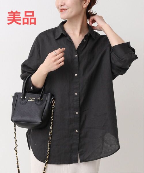 美品 Spick&Span リネンビッグシャツ スピック&スパン 麻シャツ グレー