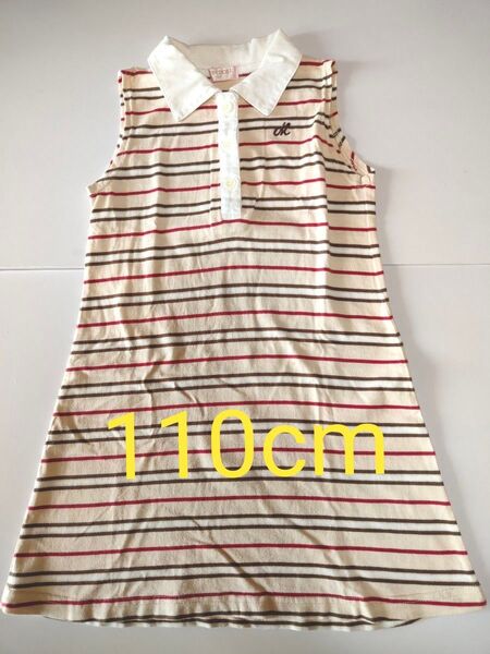 ★ 中古 ★ こども服 女の子 ワンピース ボーダー ノースリーブワンピース 110cm キッズ 夏物