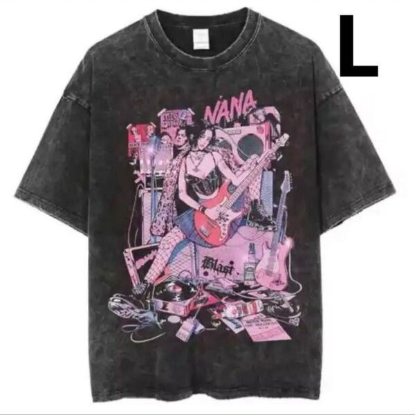 新品・未使用NANA グラフィックTシャツ Lサイズ ダークグレー ブラック 半袖Tシャツ アニメ バンド Tシャツ