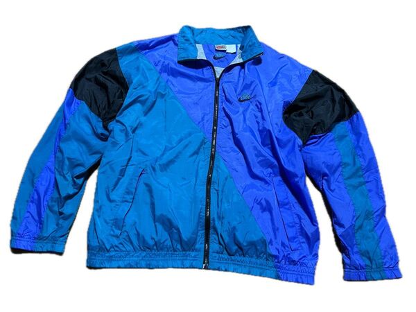 ナイキnike 90s 銀タグ ナイロンジャケット ブルー マルチカラー L