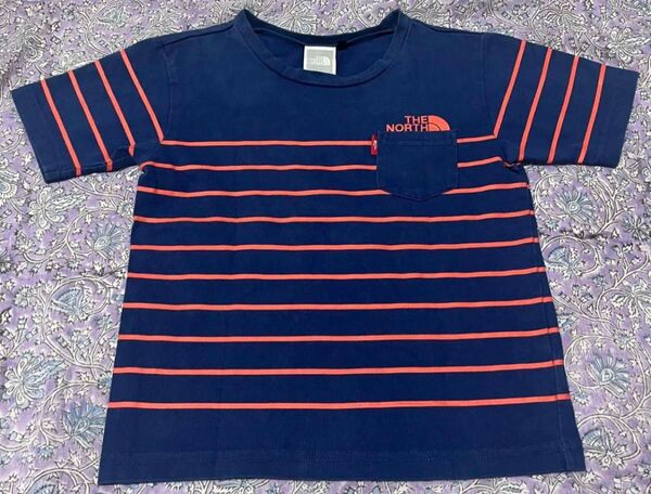 ザノースフェイス 110 キッズ THE NORTH FACE 子供服 半袖Tシャツ ネイビー ボーダー