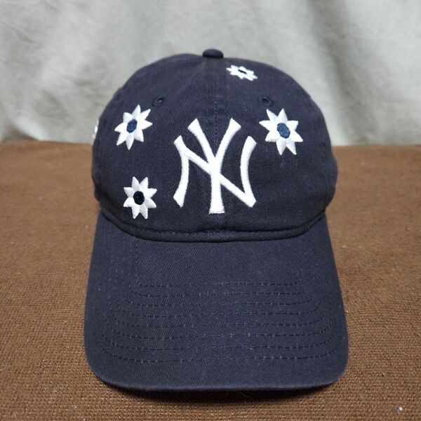 NEW ERA ニューエラ ネイビー 紺 フラワー キャップ 古着
