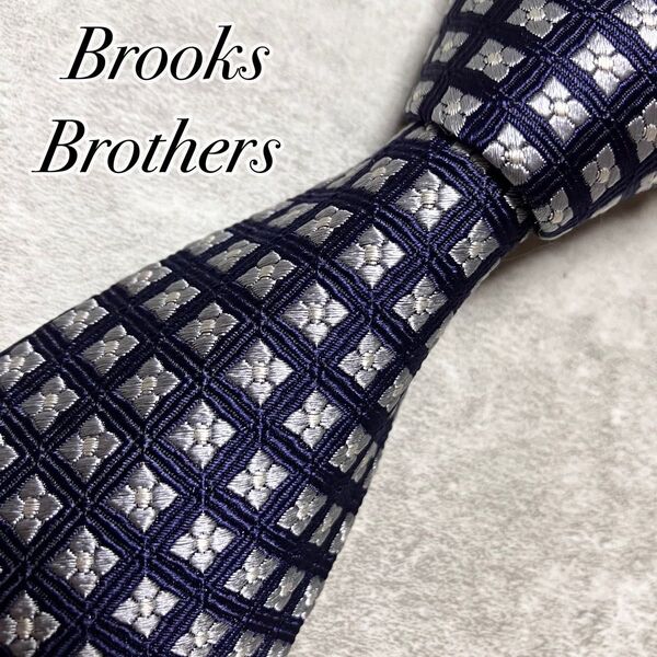 【未使用級】 Brooks Brothers ブルックスブラザーズ ネクタイ シルク 小紋柄 ネイビー