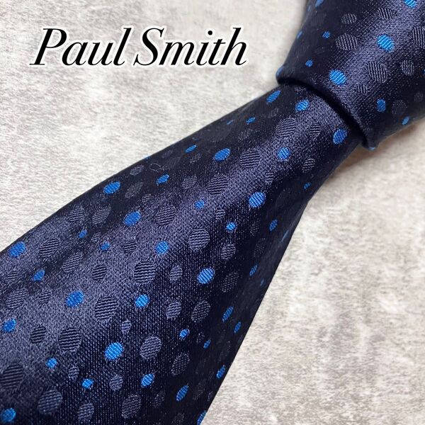 Paul Smith ポールスミス ネクタイ シルク ドット 水玉柄 ネイビー イタリア製