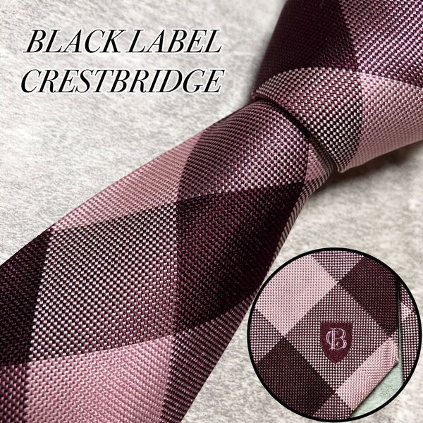 BLACK LABEL CRESTBRIDGE ブラックレーベルクレストブリッジ ネクタイ シルク ノバチェック ピンク 日本製