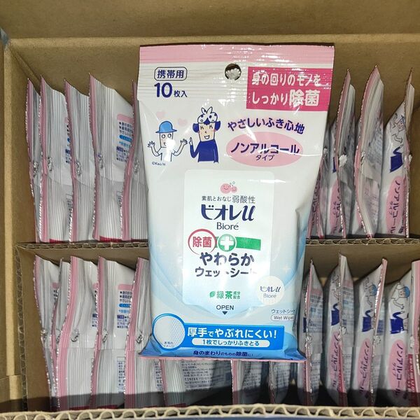 【24袋】ビオレu 除菌やわらかウェットシート ノンアルコール 携帯用10枚入