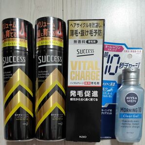 サクセス 育毛トニック2本、バイタルチャージ 、ニベアモーニング10クリアジェル 計4点セット