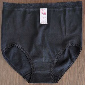 婦人用 深ばきレース付きショーツ 黒 LL 1枚