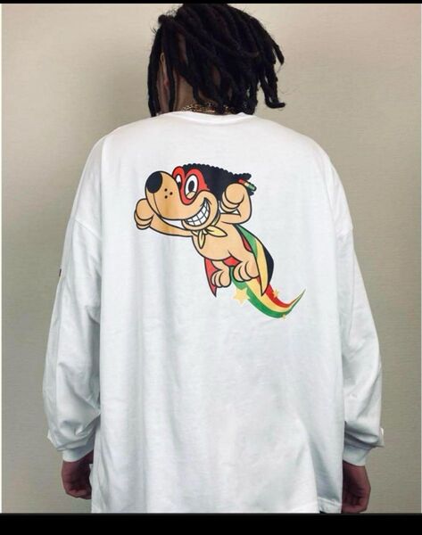 ナスティードッグ ロングTシャツ 白 ヒーロー 服 チャンネルがーどまん ラップ