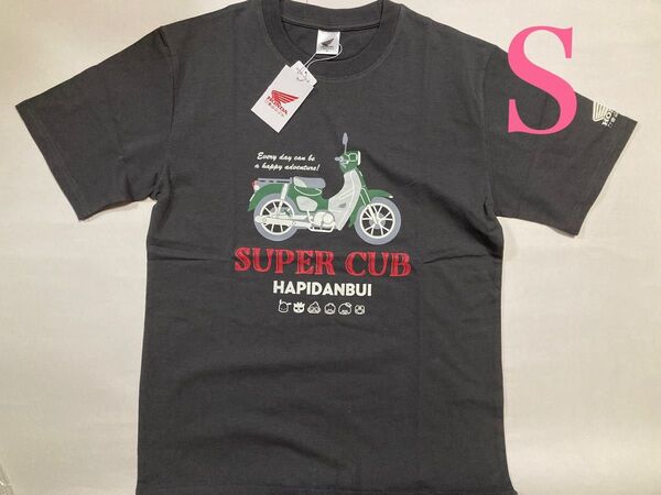 HONDA ホンダ スーパーカブ サンリオ はぴだんぶい コラボ Tシャツ 半袖 メンズ 綿100% チャコール Sサイズ タグ付