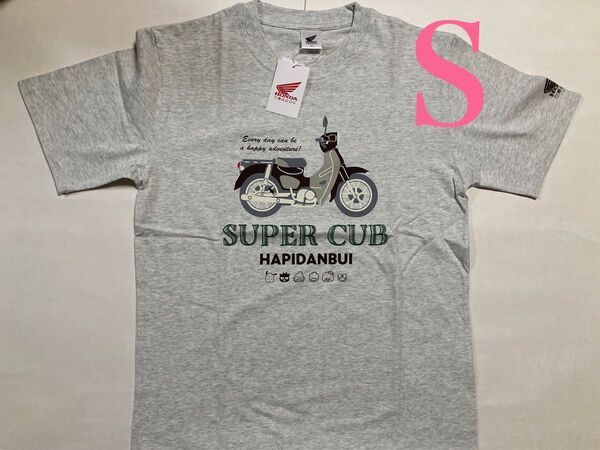 HONDA ホンダ スーパーカブ サンリオ はぴだんぶい コラボ Tシャツ 半袖 メンズ 綿100% グレー Sサイズ タグ付