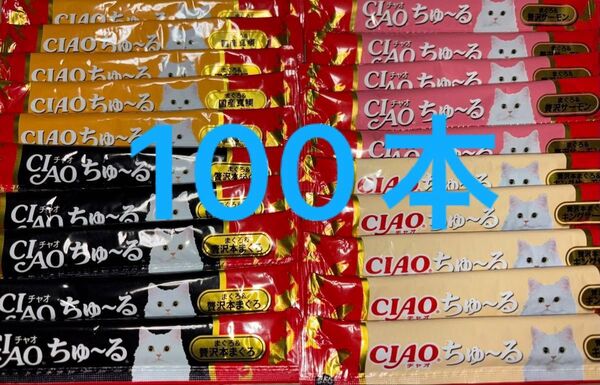 猫のおやつ チャオ ちゅーる ちゅ~る チュール サーモン まぐろ まだい 100本