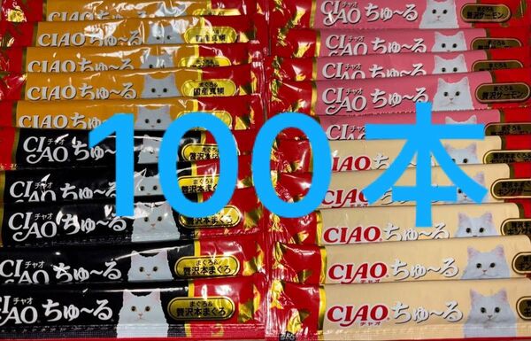 猫のおやつ チャオ ちゅーる ちゅ~る チュール サーモン まぐろ まだい 100本