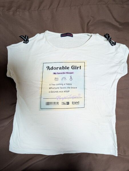 Tシャツ 半袖 ホワイト リボン 女の子 150cm