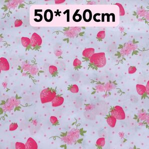 生地 50*160cm いちご 白地② 花柄 ハンドメイド 手芸 手作り 果物 シーチング 入学入園 バッグ 人形 ペットポーチ