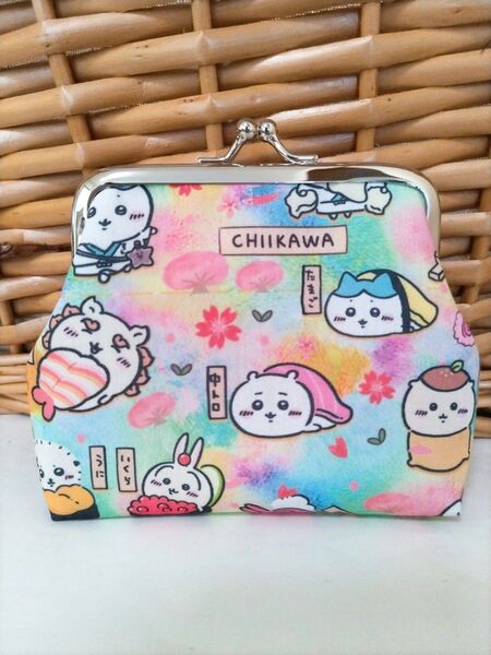 ☆ハンドメイドがま口ポーチ ちいかわ お寿司☆
