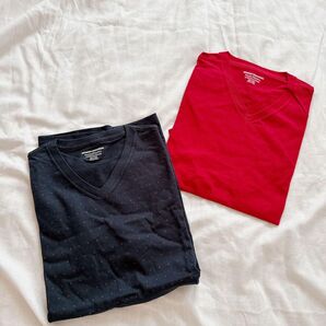 ★2枚組 Tシャツ Vネック レギュラーフィット 半袖 Sサイズ ファッションメンズトップス