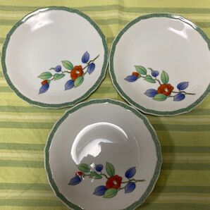 香蘭社 小皿 3枚セット 椿 花柄 直径約15cm