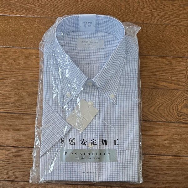 POSSIBILITY 半袖ワイシャツ 形態安定加工 LLえり43サイズ 未使用品 タカキュー ボタンダウン ビジネスシャツ