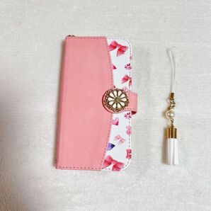 iPhone 13 Mini ケース カバー 手帳型 かわいい 花柄 ピンク カード収納