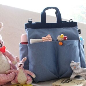 大容量マザーズバッグ リュック ROOTOTE デニムカラー パパも使える 青