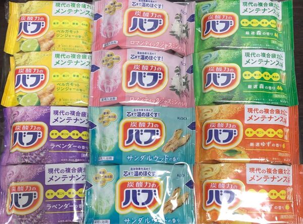 花王の入浴剤 バブ! 炭酸ガスが温浴効果を高めて血行を促進、疲労・肩こり・腰痛・冷え症に 6種類12錠のバブをお楽しみください♪