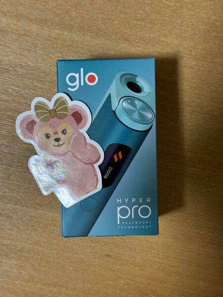 glo(グロー) ハイパー プロ HYPER pro ジェイド・ティール 加熱式タバコ 電子タバコ ディスプレイ搭載 くまシール付
