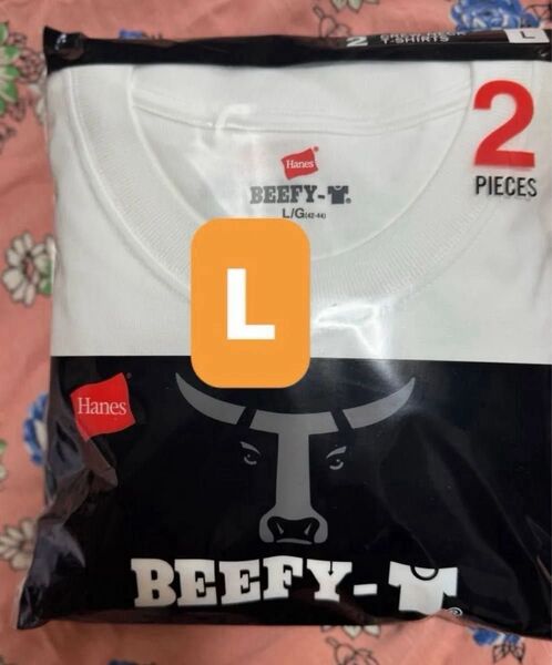 【2枚入】白L ヘインズ ビーフィー 2枚組 メンズ Tシャツ 半袖 無地 Hanes