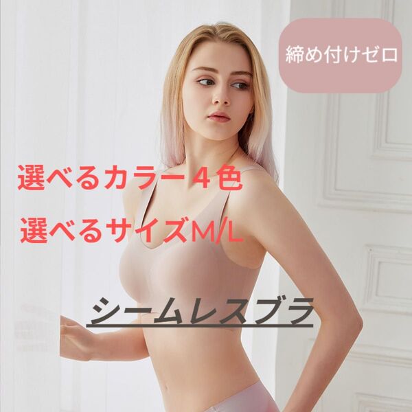 【新規出店特価】シームレスブラ、ナイトブラ、ライトブルー、ライトピンク、アプリコット、ブラック 各色M/Lサイズ