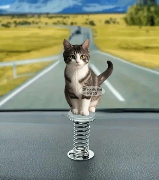 キジシロ きじしろ カーアクセサリー カーインテリア バネタイプ インテリア 2D 猫 ネコ ねこ