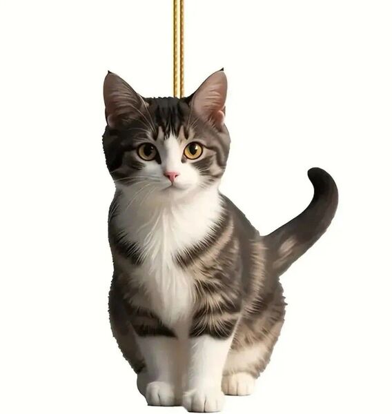 キジシロ キジ白 アクリル ペンダント キーホルダー オーナメント 猫 ネコ ねこ 吊り下げ 飾り