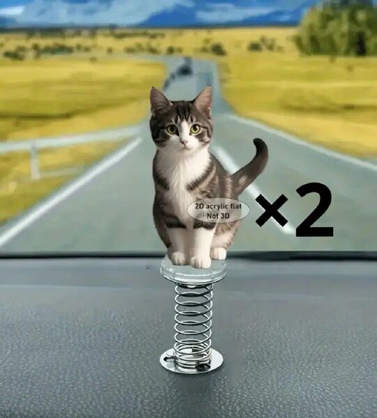 キジシロ きじしろ カーアクセサリー カーインテリア バネタイプ インテリア 2D 猫 ネコ ねこ