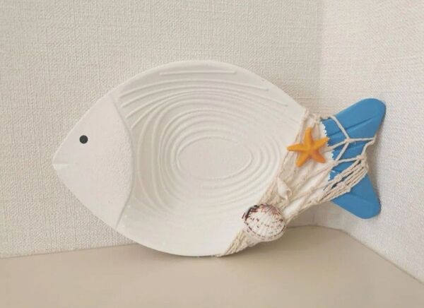 木製 魚 壁掛けオブジェ インテリア ウォールアート 海 オーシャン ブルー