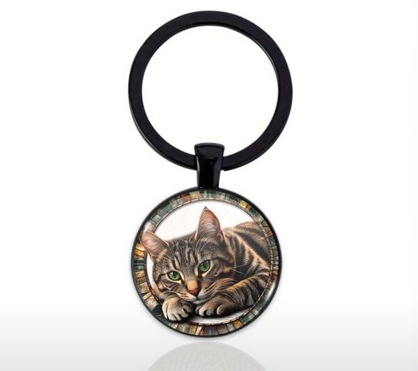 キジトラ 円形 キーホルダー キーリング 猫 ネコ ねこ