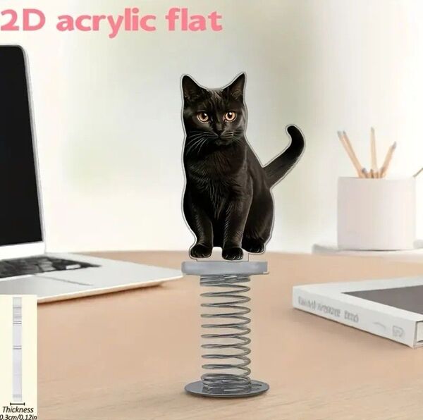 黒猫 カーアクセサリー カーインテリア バネタイプ インテリア 2D 猫 ネコ ねこ