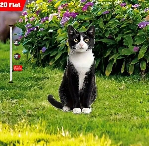 ハチワレ はちわれ 庭 ガーデン 装飾 オブジェ 猫 ネコ ねこ 黒白猫