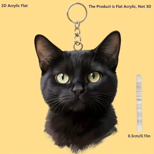 黒猫 キーホルダー キーリング 猫 ネコ ねこ アクリル 2D かわいい